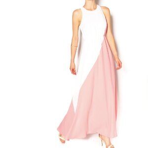 Shoshanna‎ Maeven Maxi Dress in White & Pink sz 10